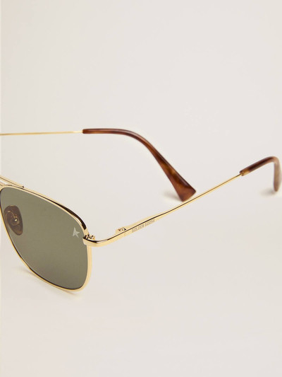 Golden Goose Aviator sunglasses with gold frame and green lenses outlook