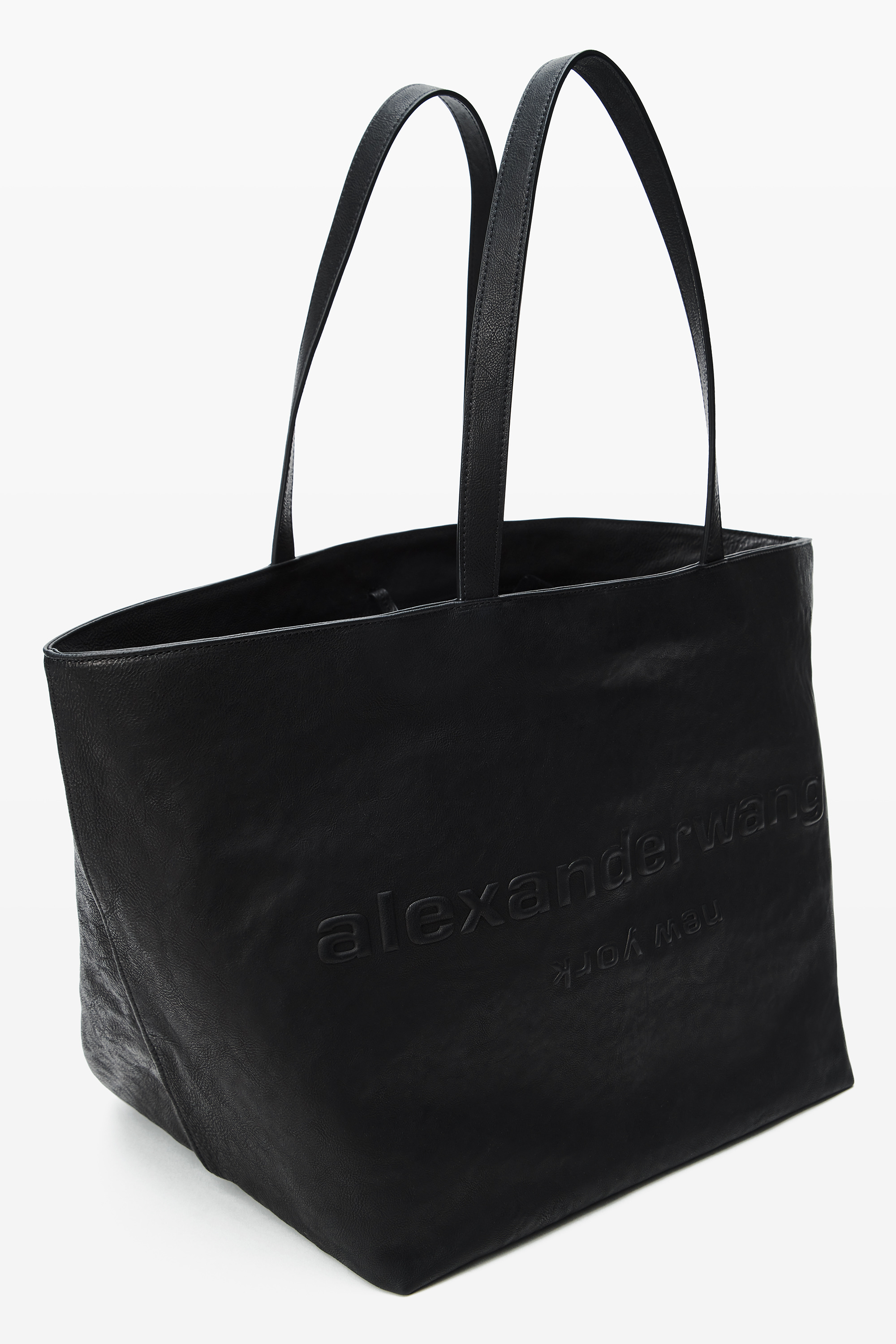 Black Leather Punch Tote - 2