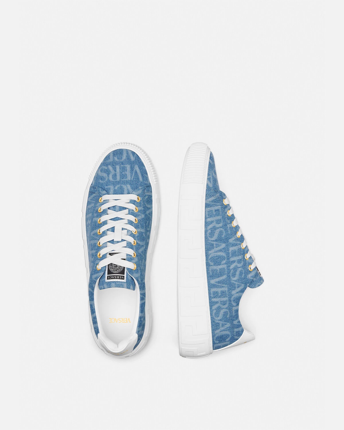 Versace Allover Denim Greca Sneakers - 3