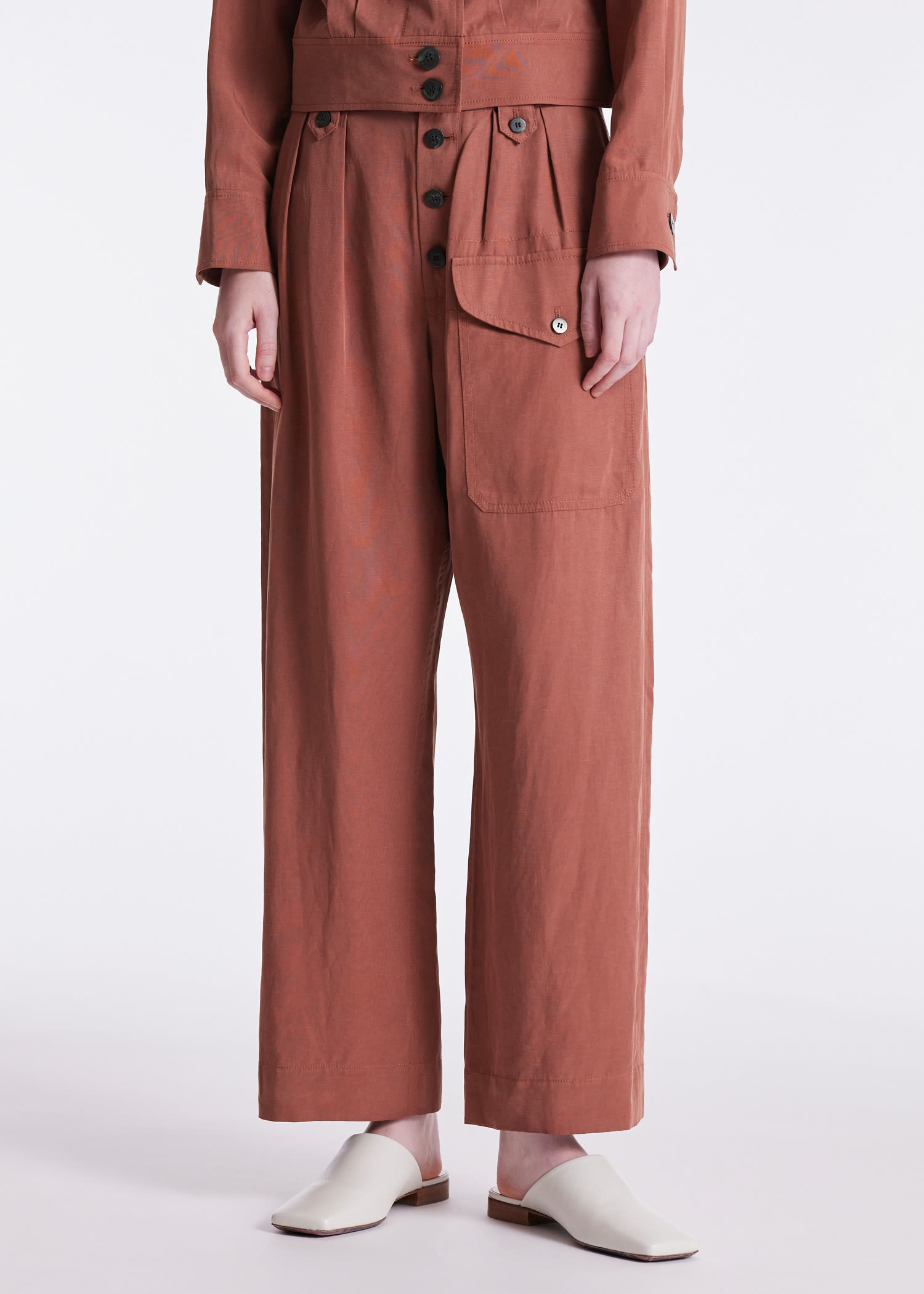 Linen Cropped Cargo Pants - 3