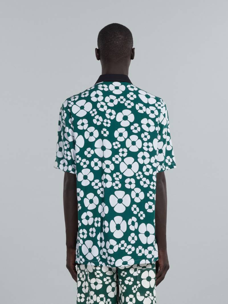 MARNI X CARHARTT WIP - GREEN SHORT-SLEEVED FLORAL SHIRT 3