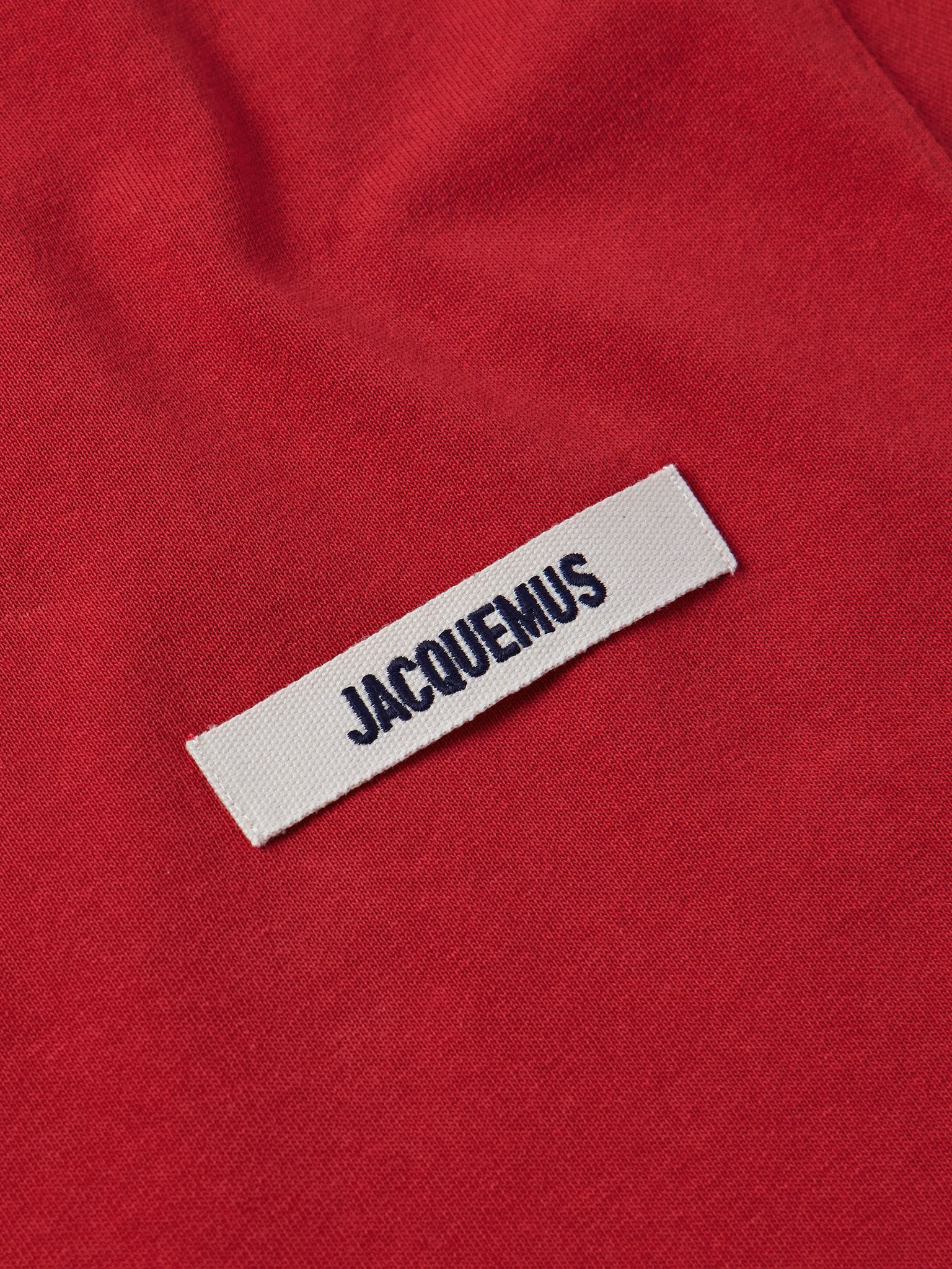 Logo-Appliquéd Cotton-Jersey T-Shirt Red - 4