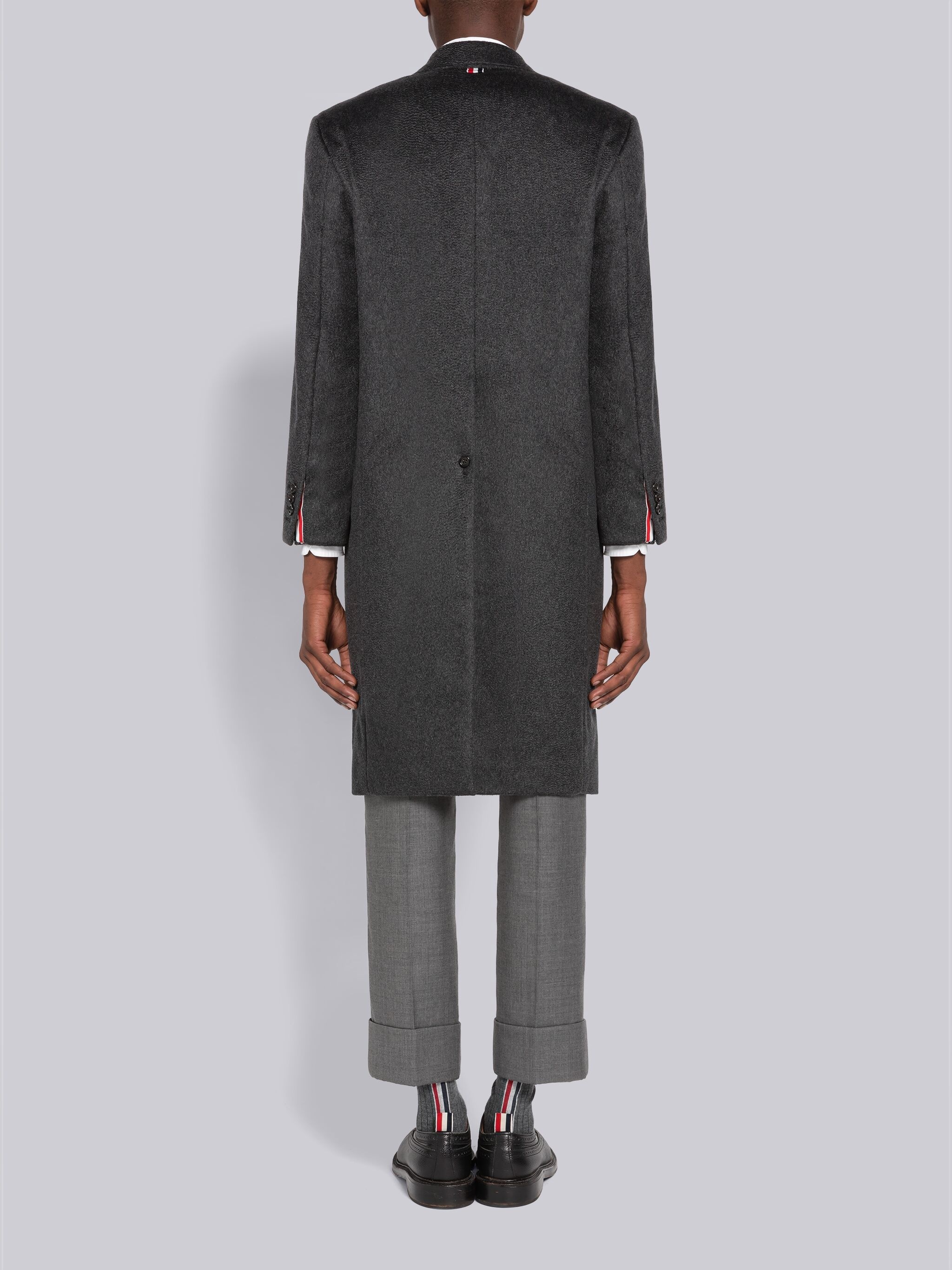 grosgrain-tab cashmere coat - 3