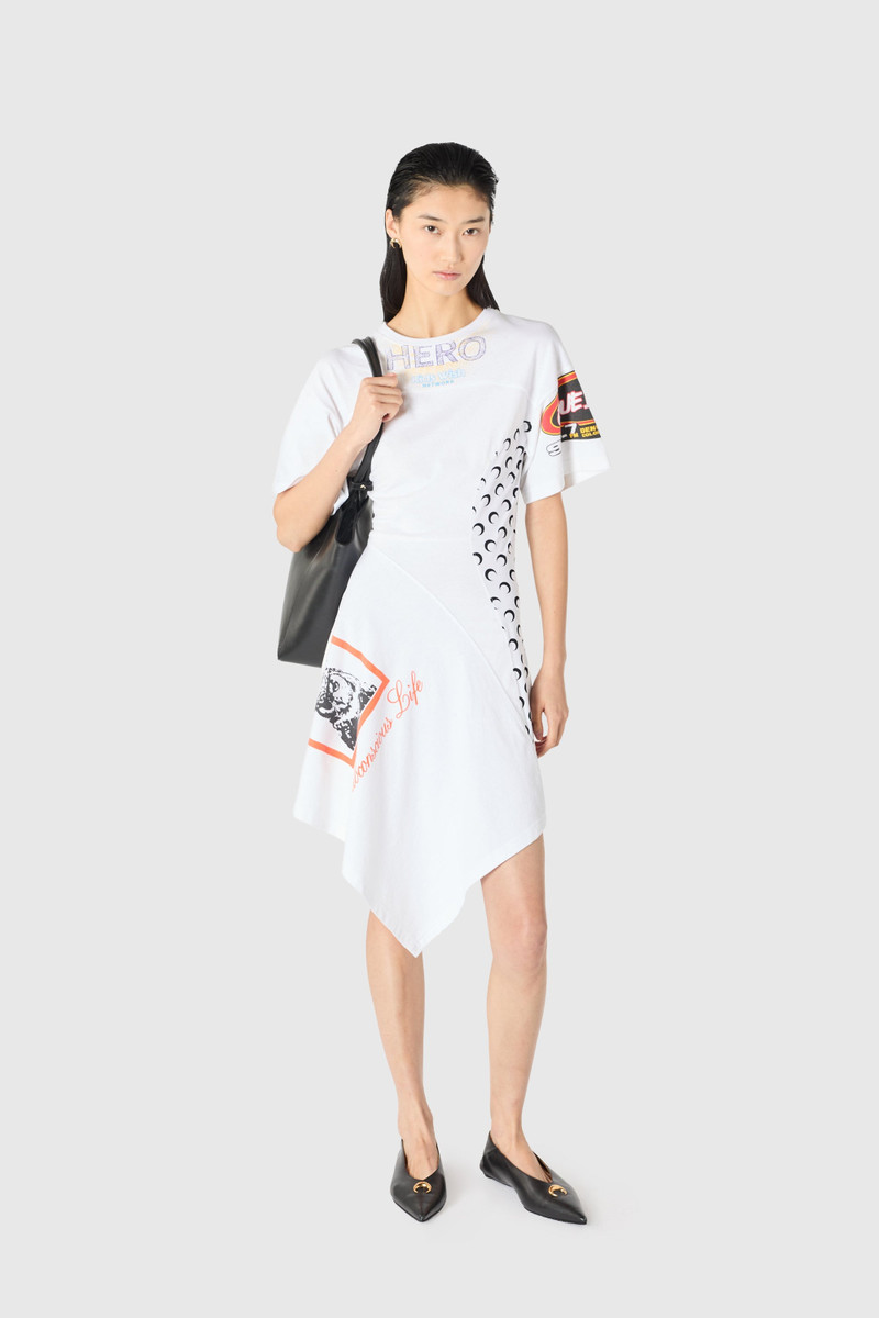 Marine Serre Upcycled jersey asymetrical knee length dress outlook