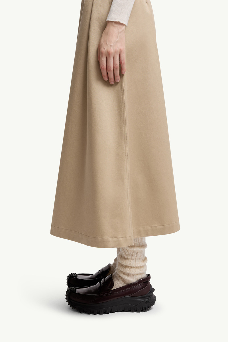 Logo Label Cotton Gabardine Midi Skirt 4