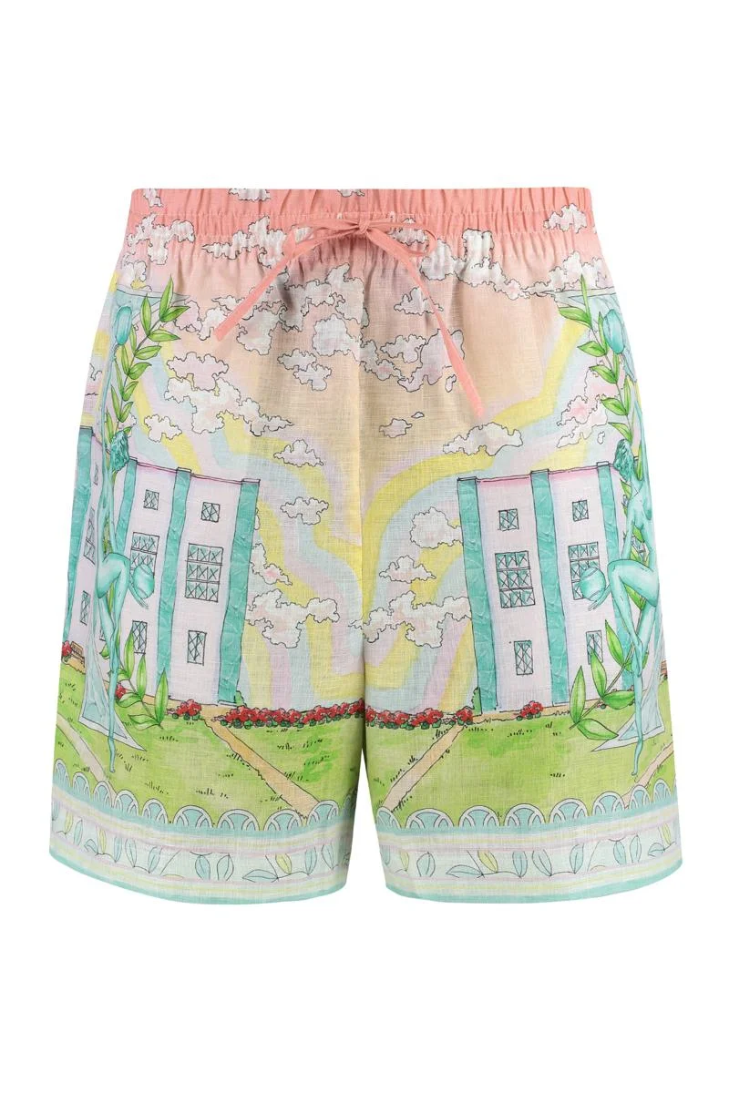 Casablanca Printed Linen Shorts - 1
