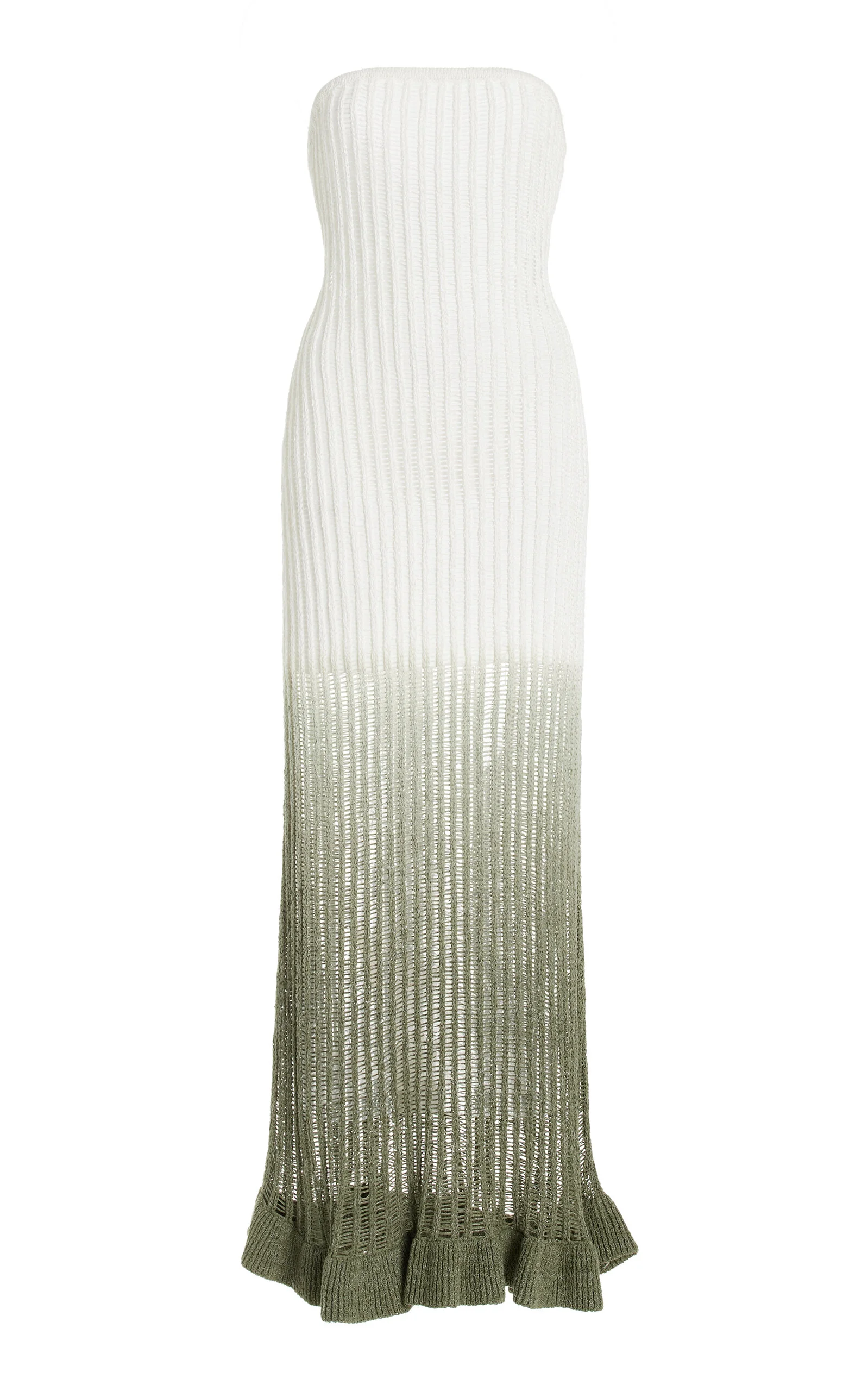 Exclusive Amaya Ribbed-Knit Cotton-Blend Maxi Dress ivory - 1