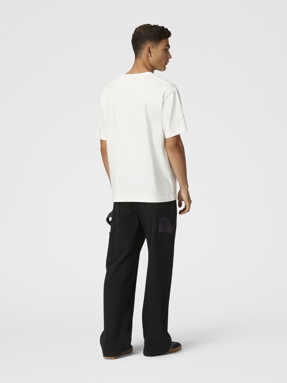 Cotton crewneck T-shirt with gradient zig zag insert - 3