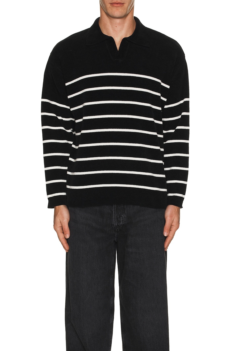 Mole Yarn Stripe Skipper Knit Polo - 3
