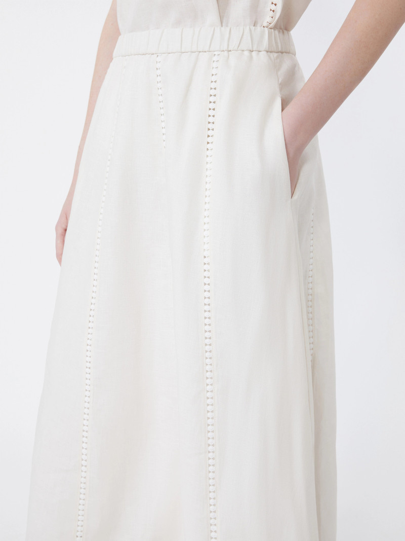 GERGO Linen skirt with à jour embroidery - ECRU 5