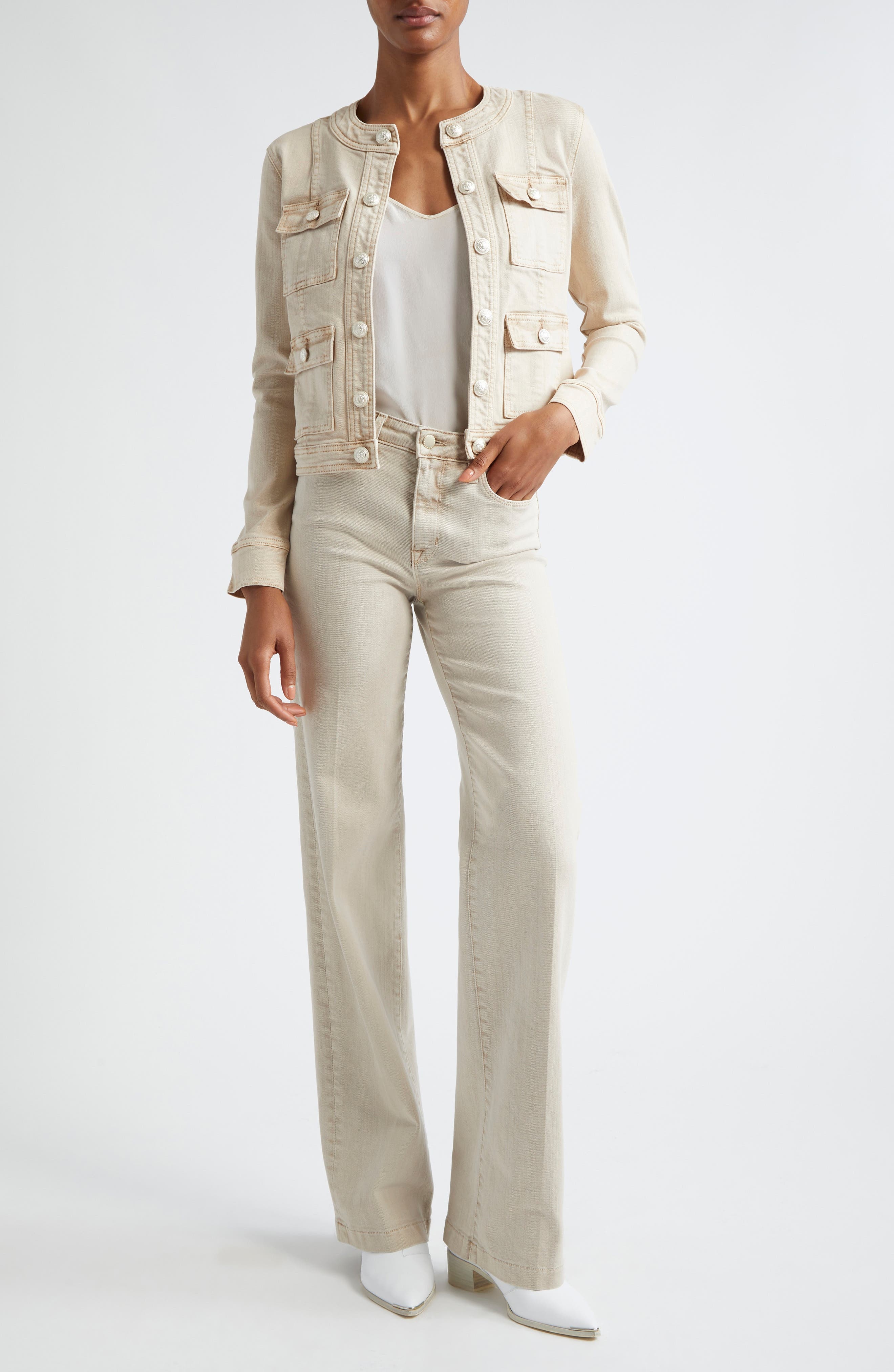 L'AGENCE Scottie Wide Leg Jeans in Biscuit at Nordstrom - 2