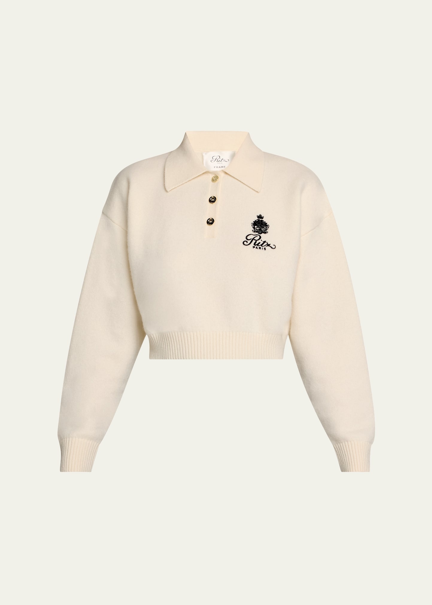 FRAME x Ritz Paris Crest Cashmere Polo Sweater - 1