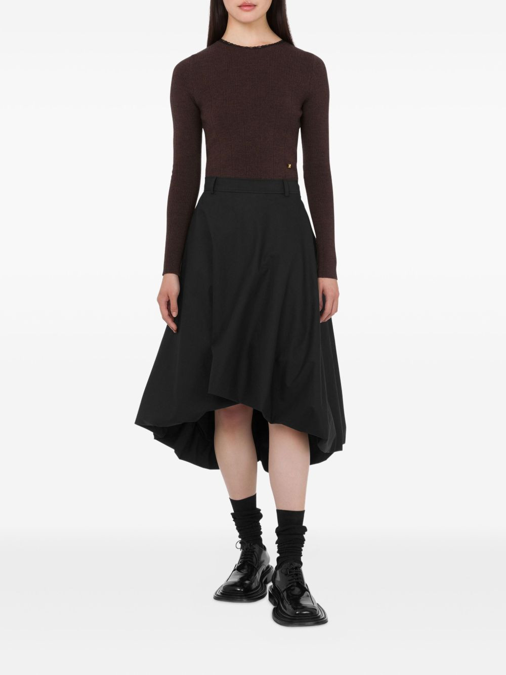 lace-trimmed wool sweater - 2