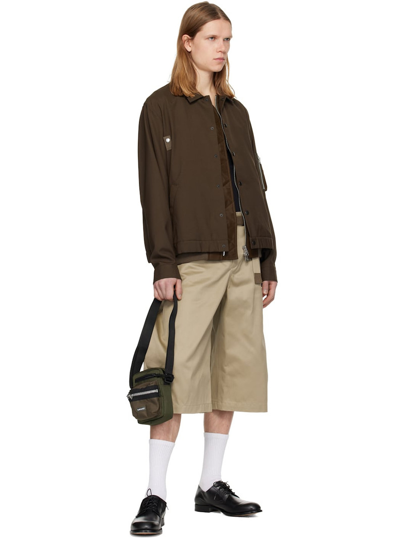 sacai Brown Suiting & Nylon Twill Bomber Jacket outlook
