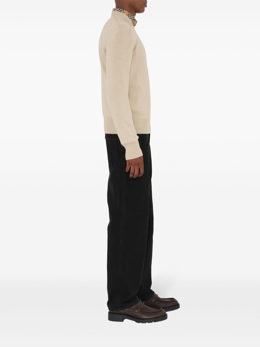 check-label wool sweater - 3