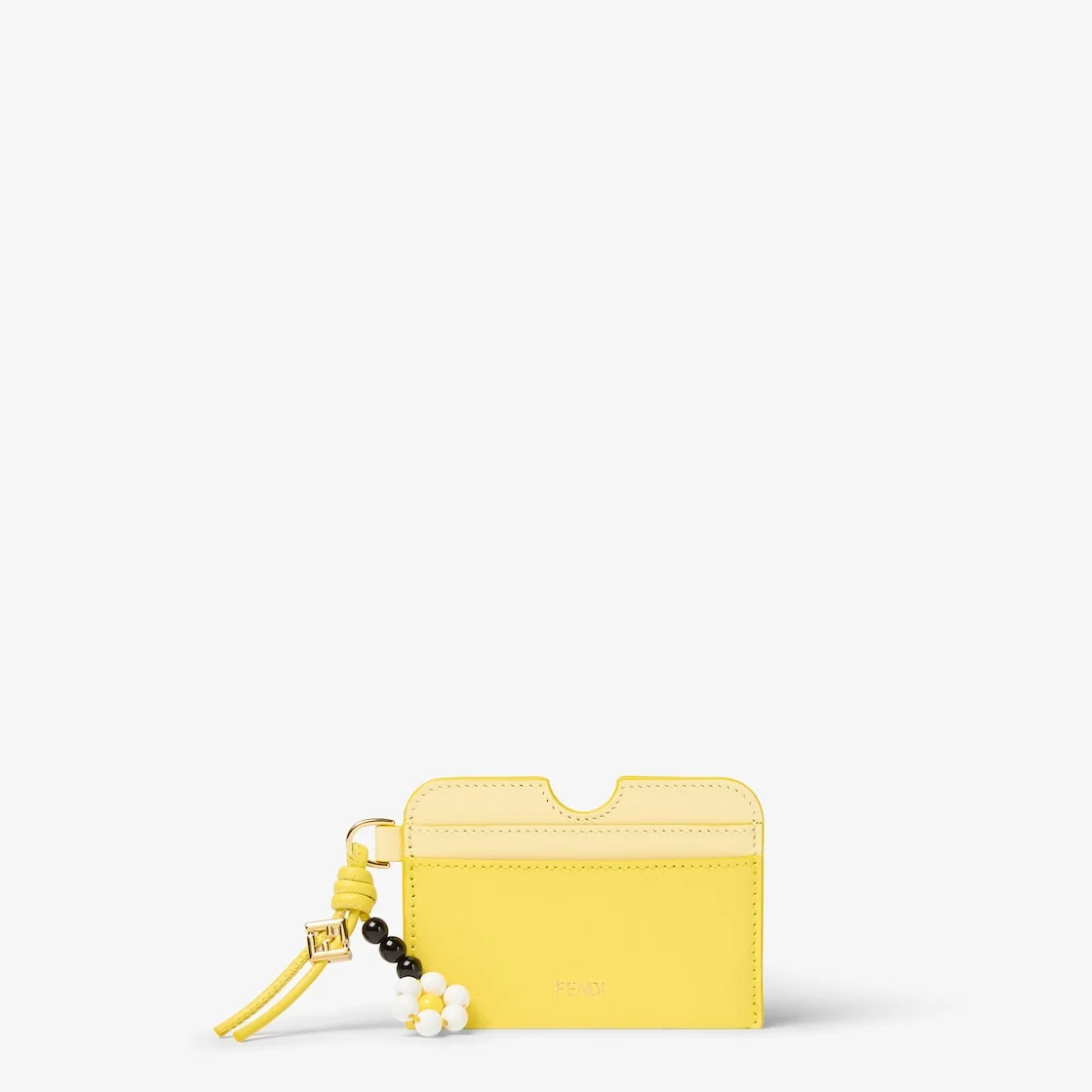 FENDI FF Diamonds Card Case Broom yellow leather card case