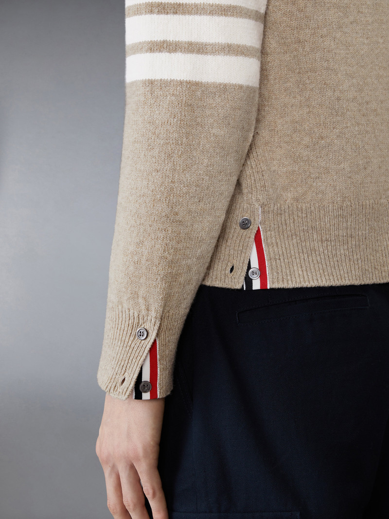 SHETLAND WOOL 4-BAR RELAXED FIT V NECK CARDIGAN 5