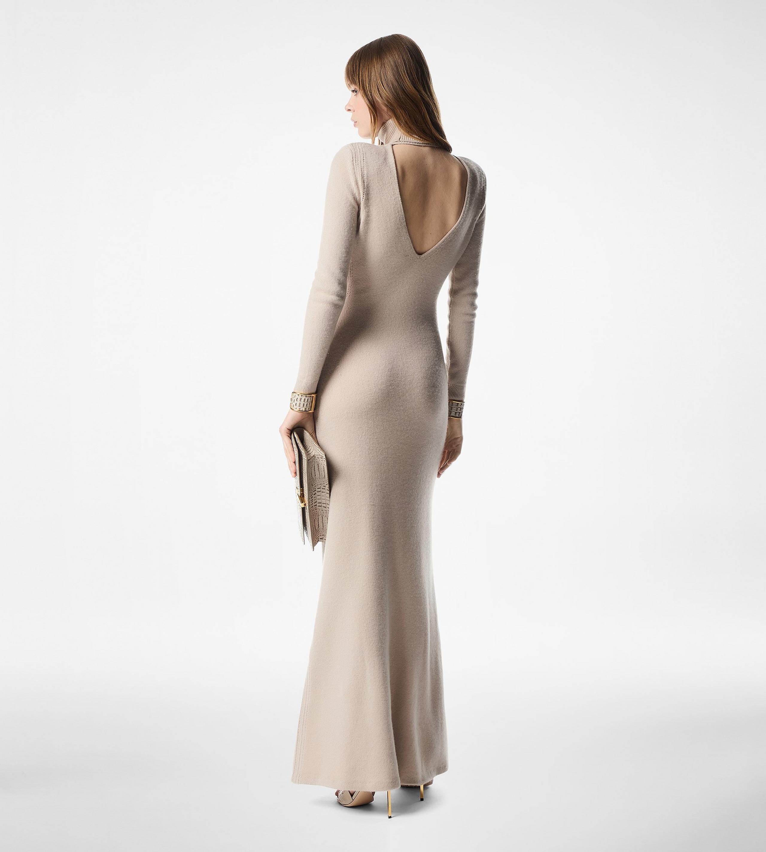 CASHMERE KNIT EVENING DRESS WITH SHOULDER PADS - 3