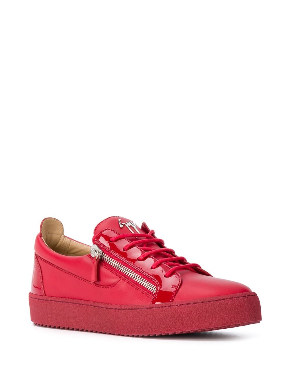 side-zip low-top leather trainers - 2