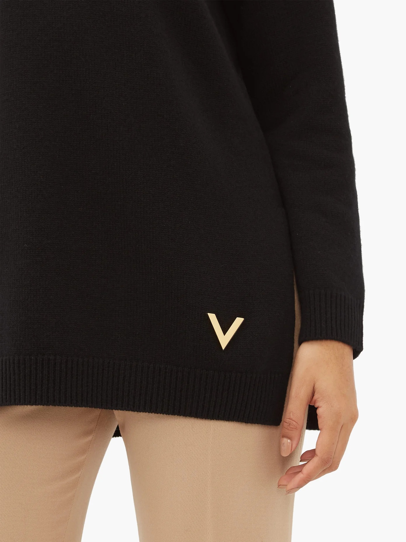 V-logo cashmere sweater - 3