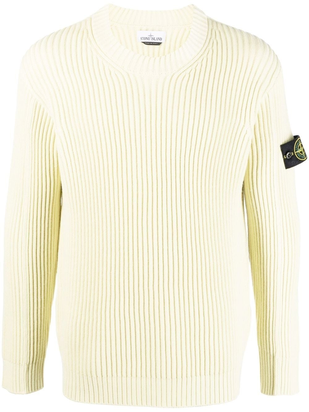 Compass logo-patch ribbed-knit jumper - 1