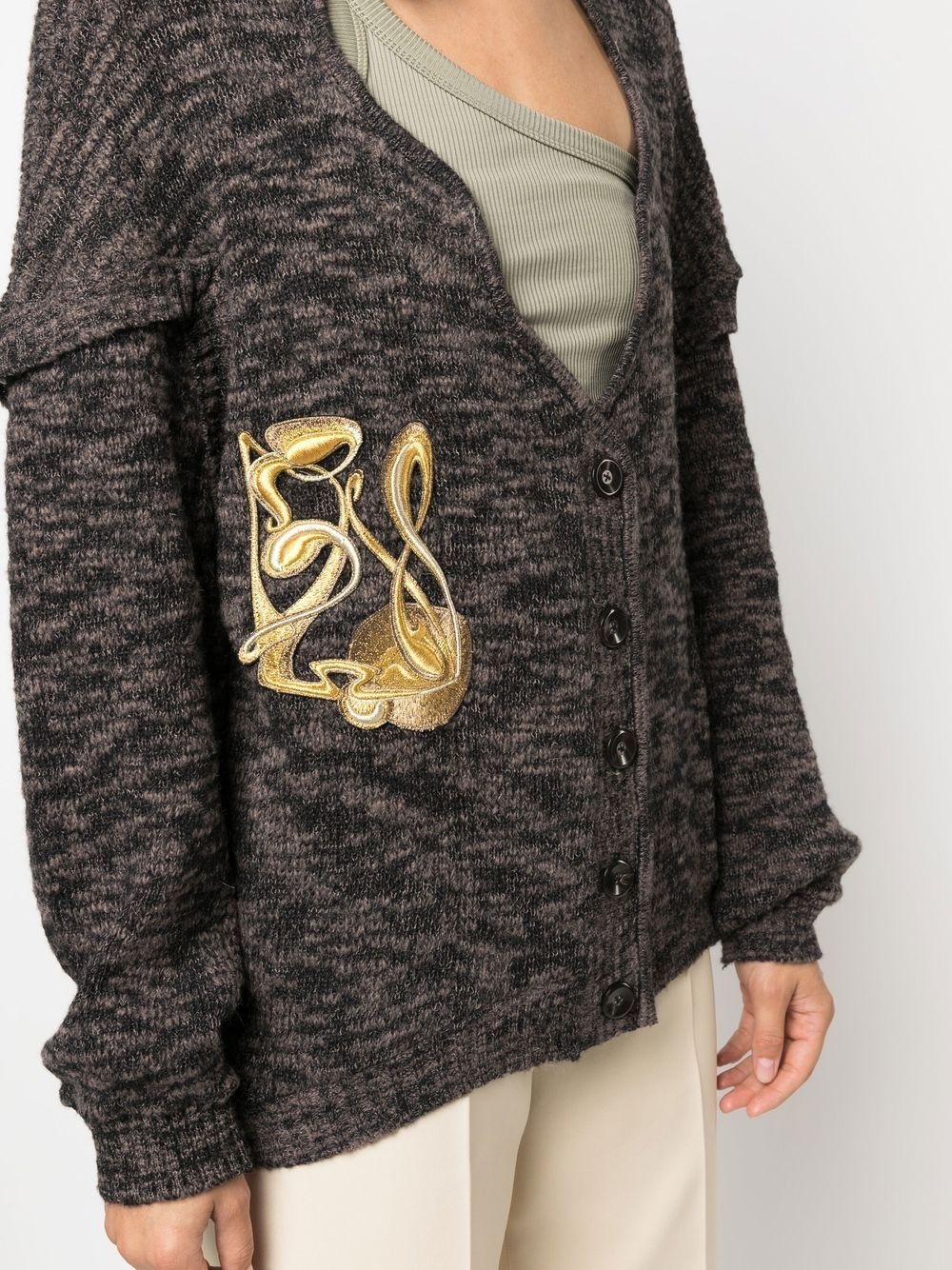 embroidered-detail knit cardigan - 5