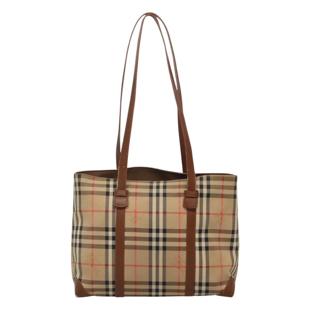 Burberry Nova Check Tote Bag Canvas Leather Beige - 2