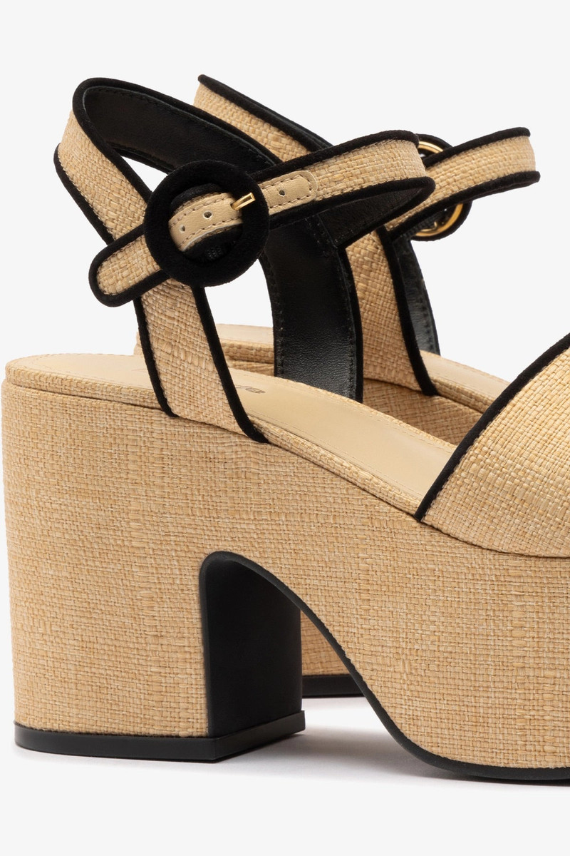 Miso Sandal In Beige Raffia and Black Trimming 4