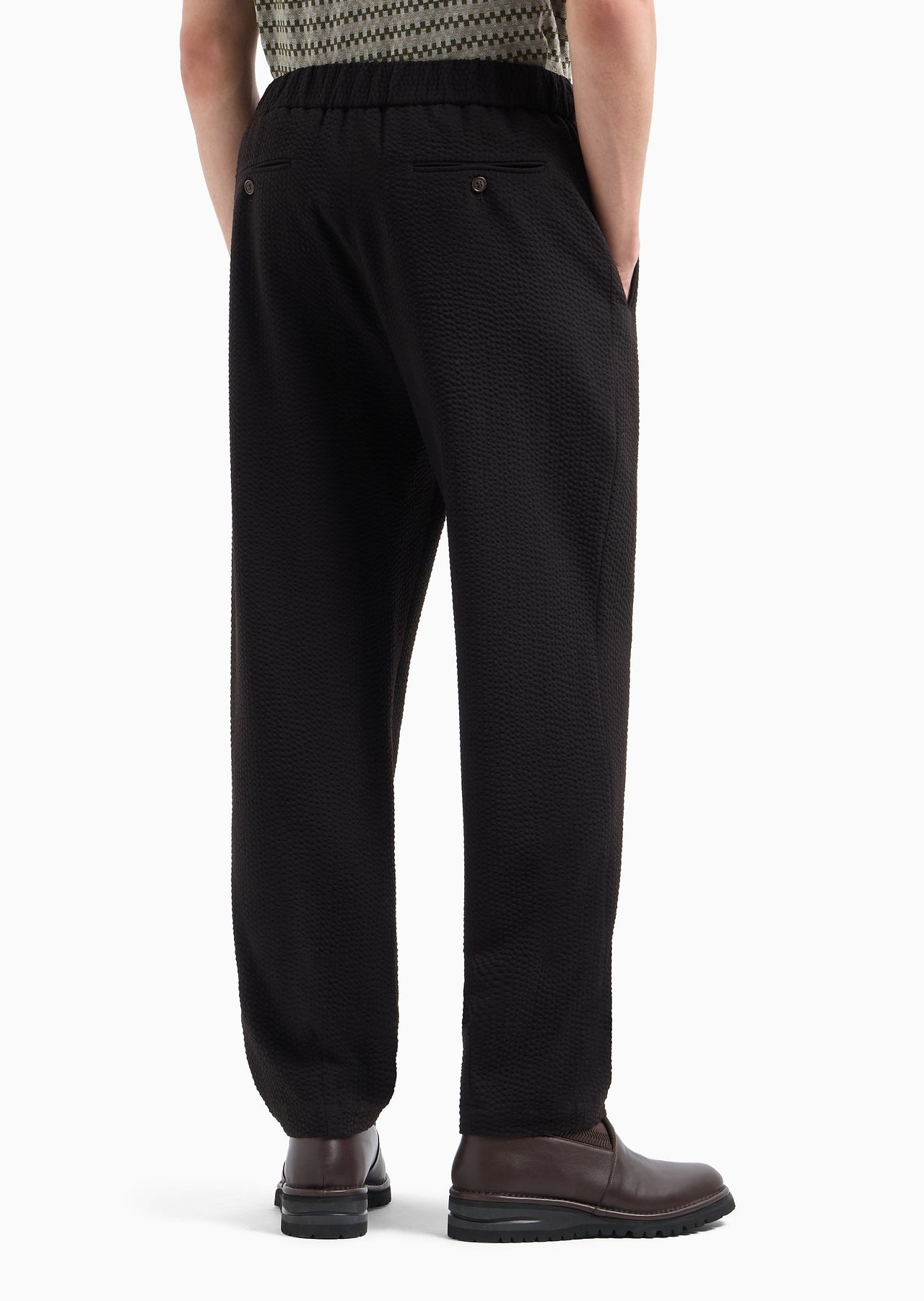 Single-pleat, virgin wool and cashmere seersucker trousers - 3