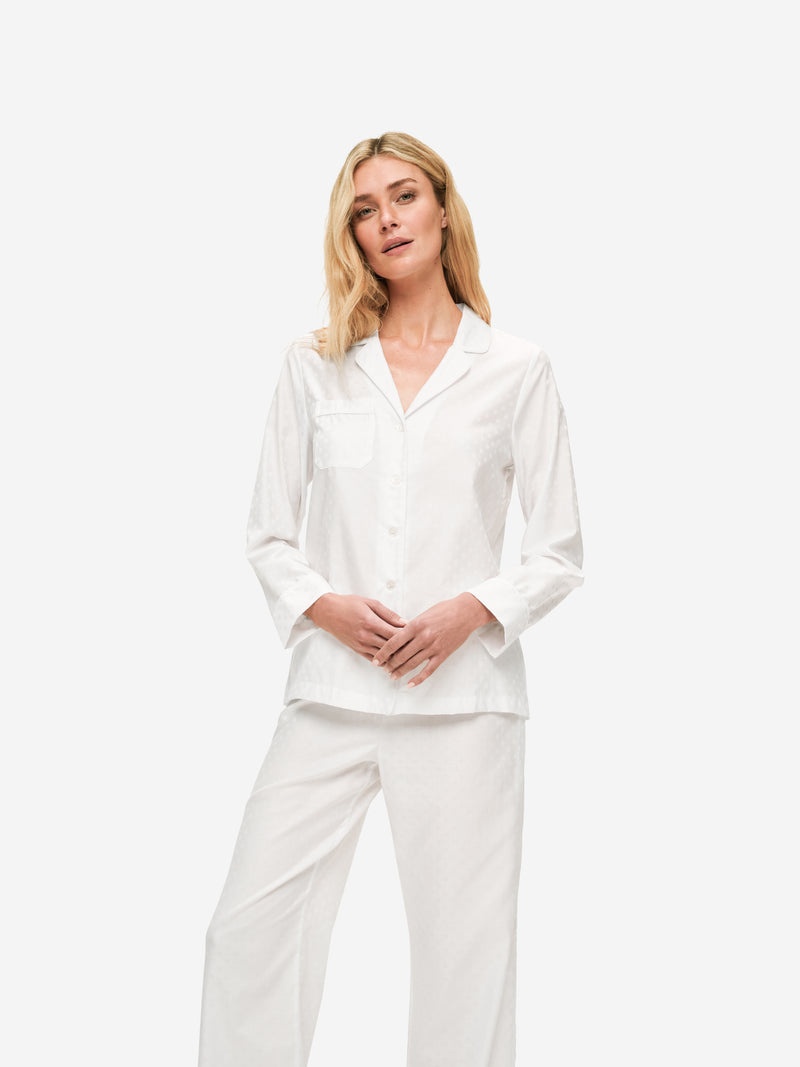 Women's Pyjamas Kate 7 Cotton Jacquard White - 3