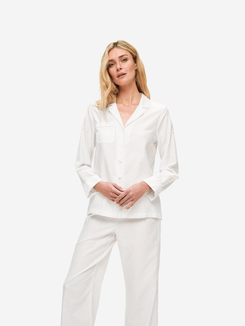 Women's Pyjamas Kate 7 Cotton Jacquard White 3