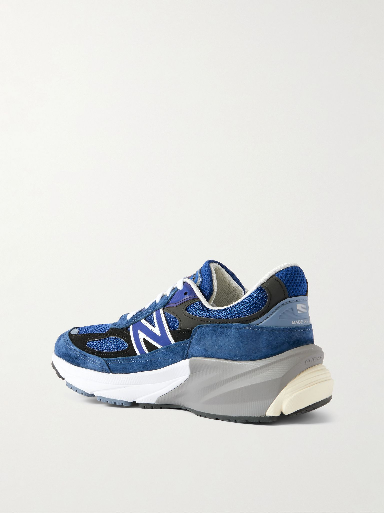990v6 Leather-Trimmed Suede and Mesh Sneakers Navy - 4