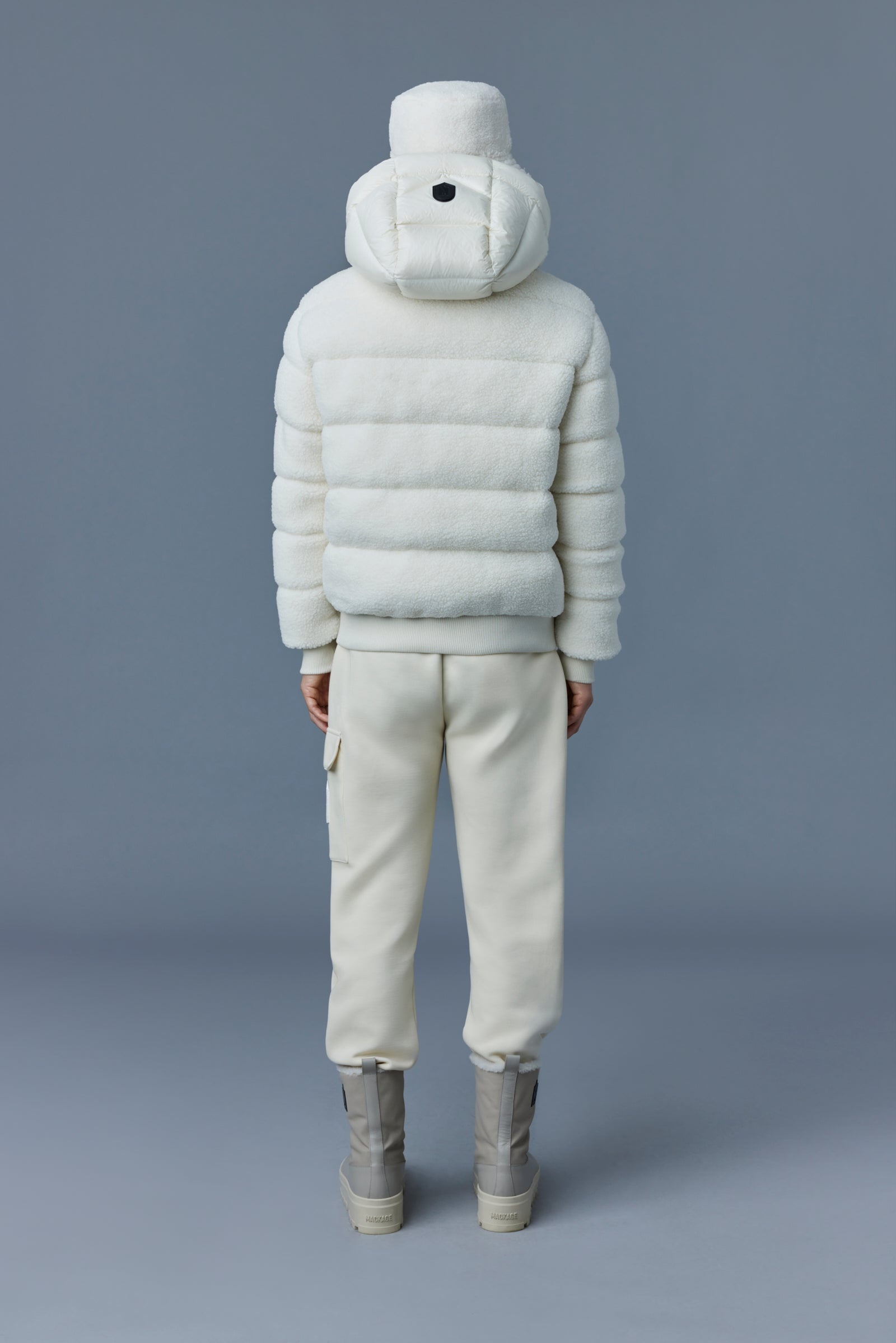 ADRIAN teddy down bomber jacket with removable hood - 4