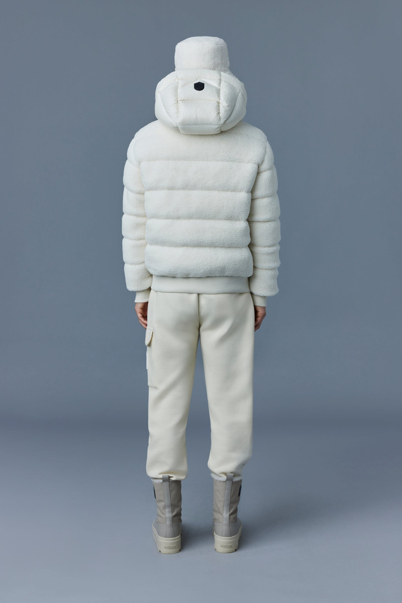 ADRIAN teddy down bomber jacket with removable hood 4