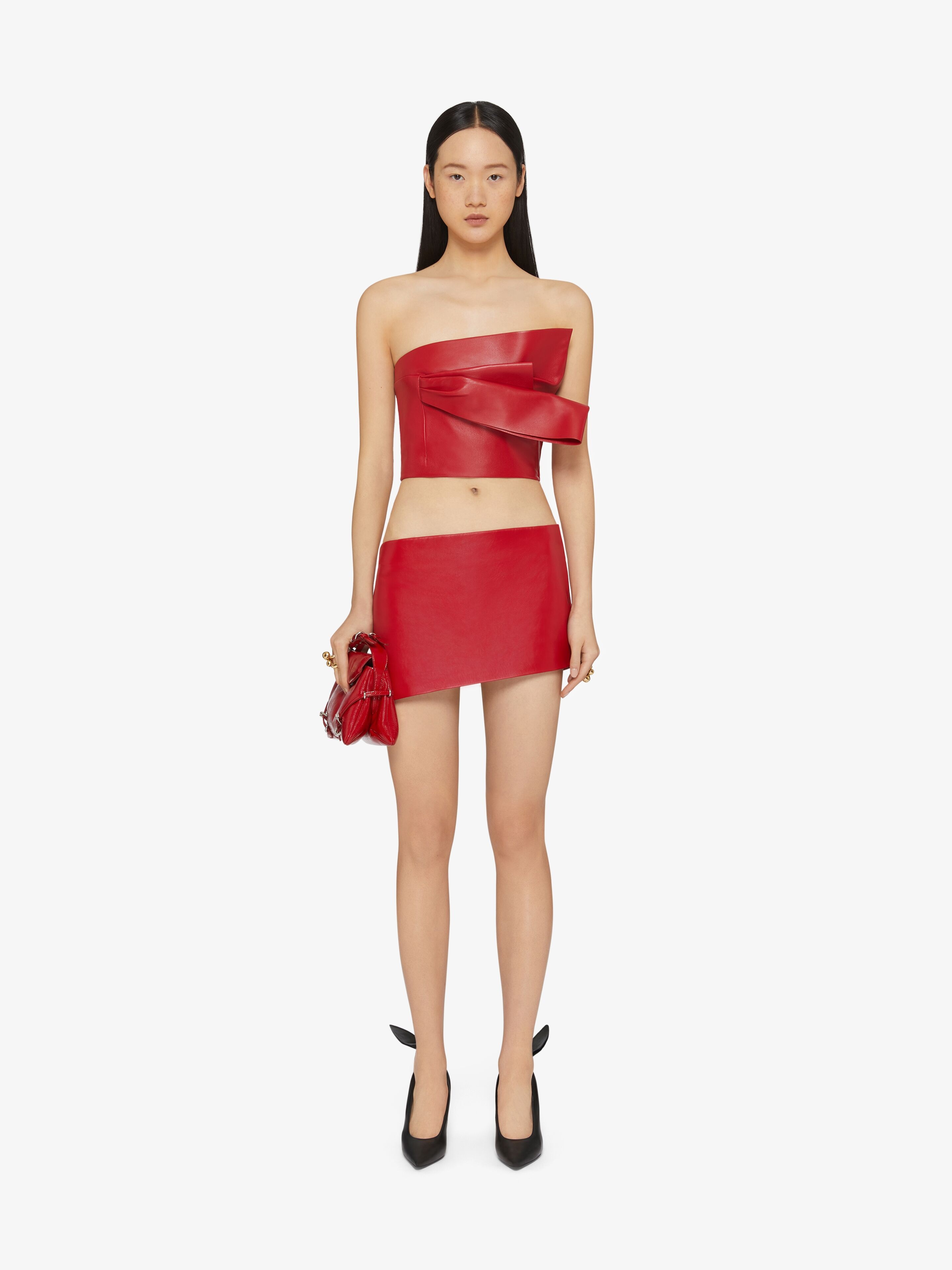 MINI ASYMMETRIC SKIRT IN LEATHER - 2