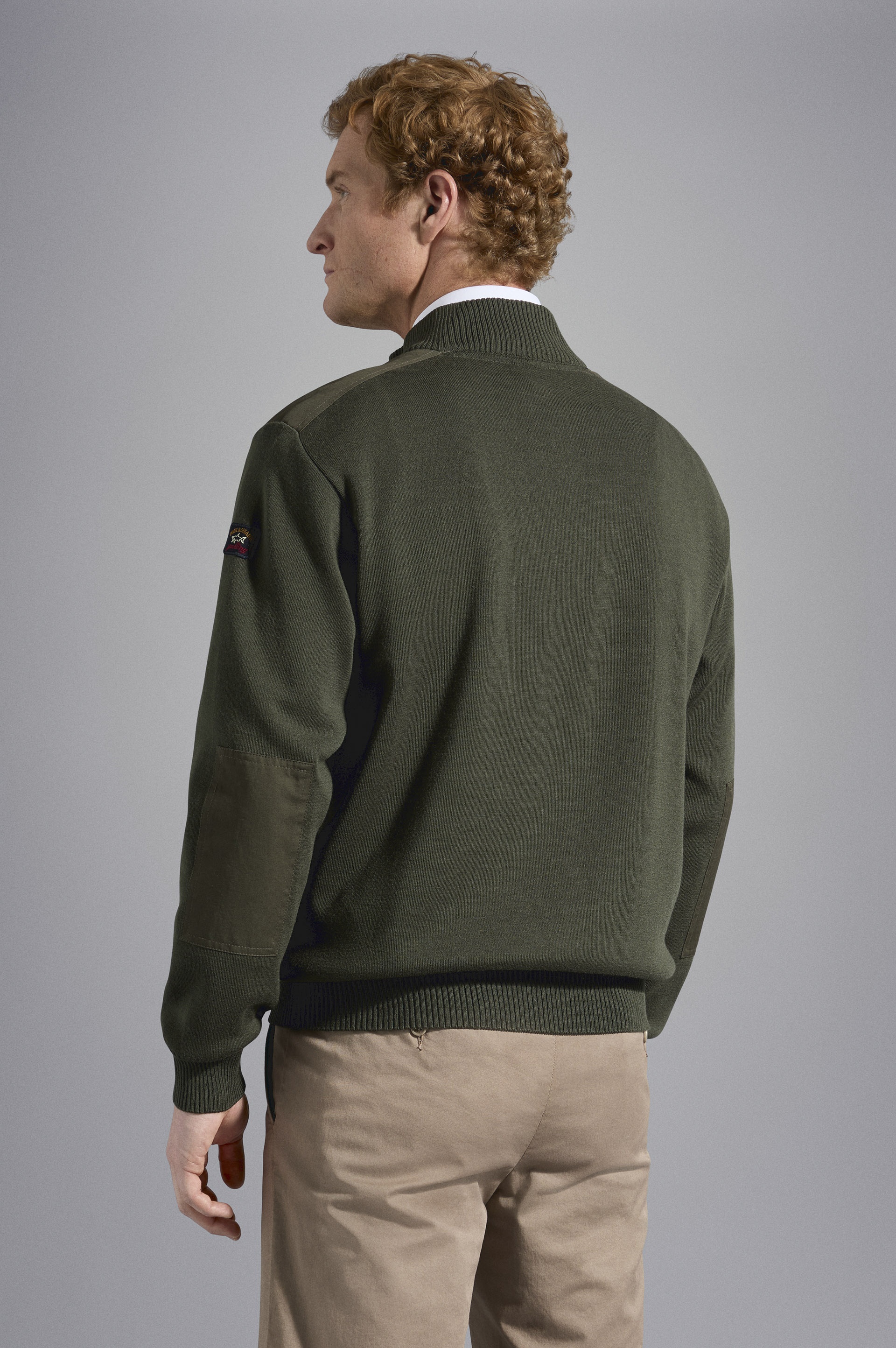 WOOL HALF ZIP SWEATER WITH ICONIC BADGE - 3