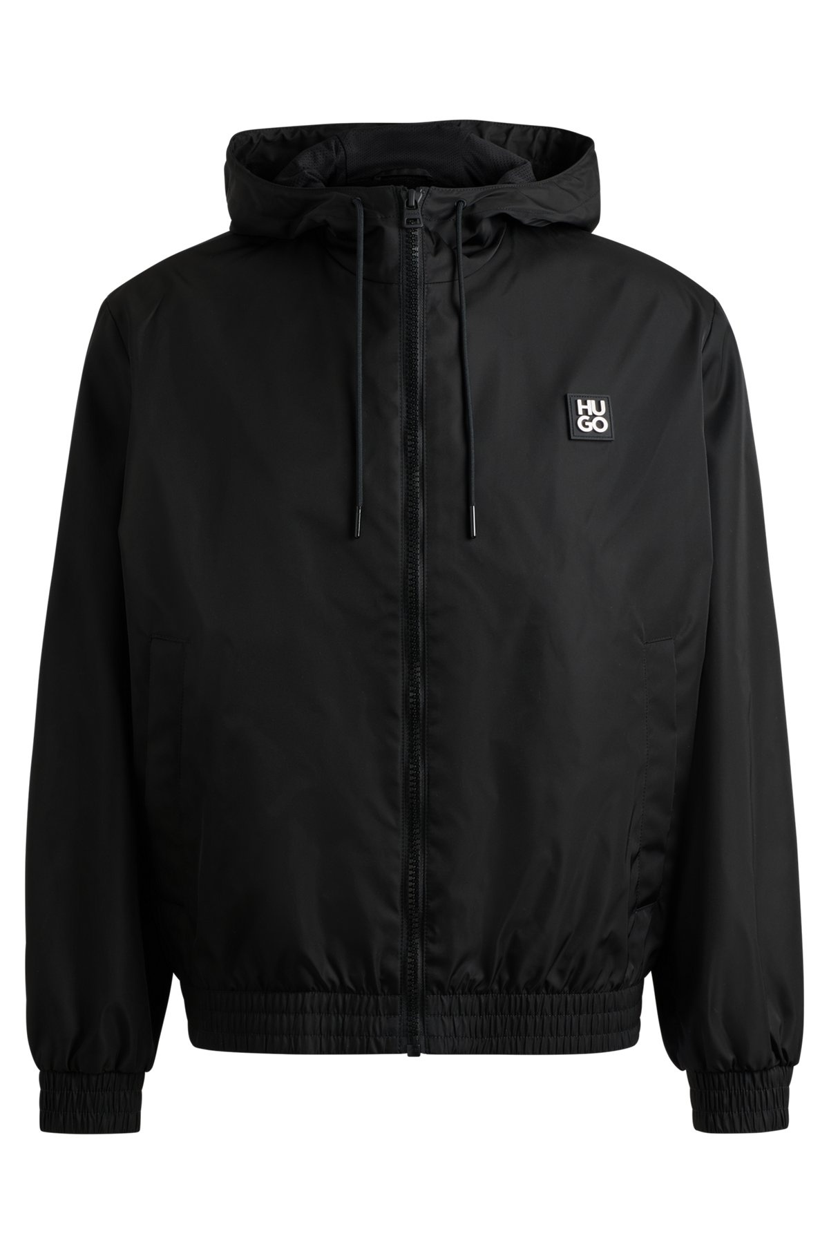 WATER-REPELLENT HOODED JACKET WITH STACKED-LOGO TRIM - 1