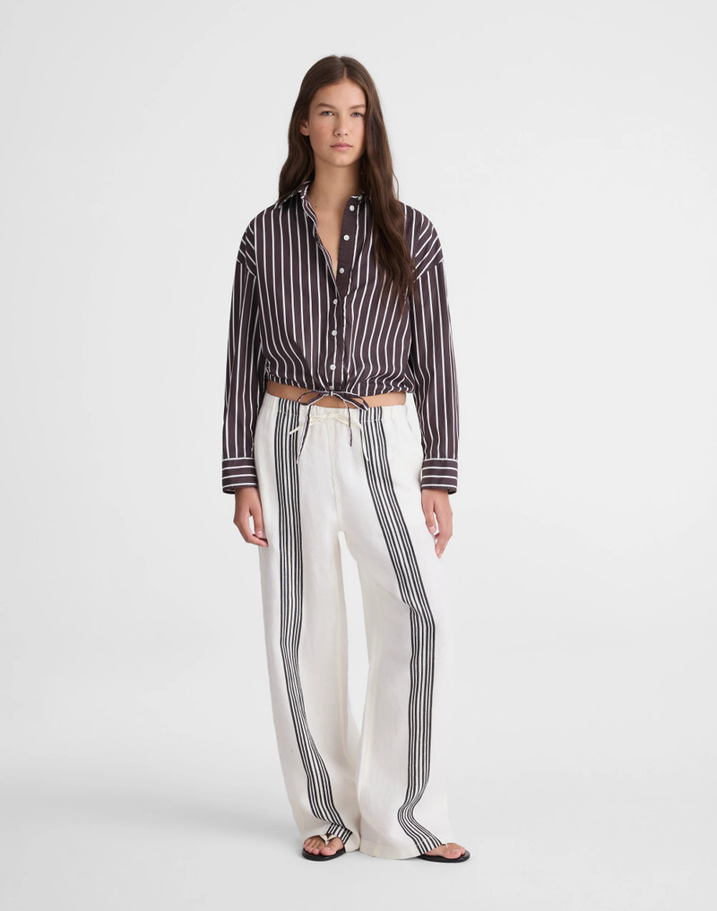 Drawstring Button-Up Shirt in Poplin 3