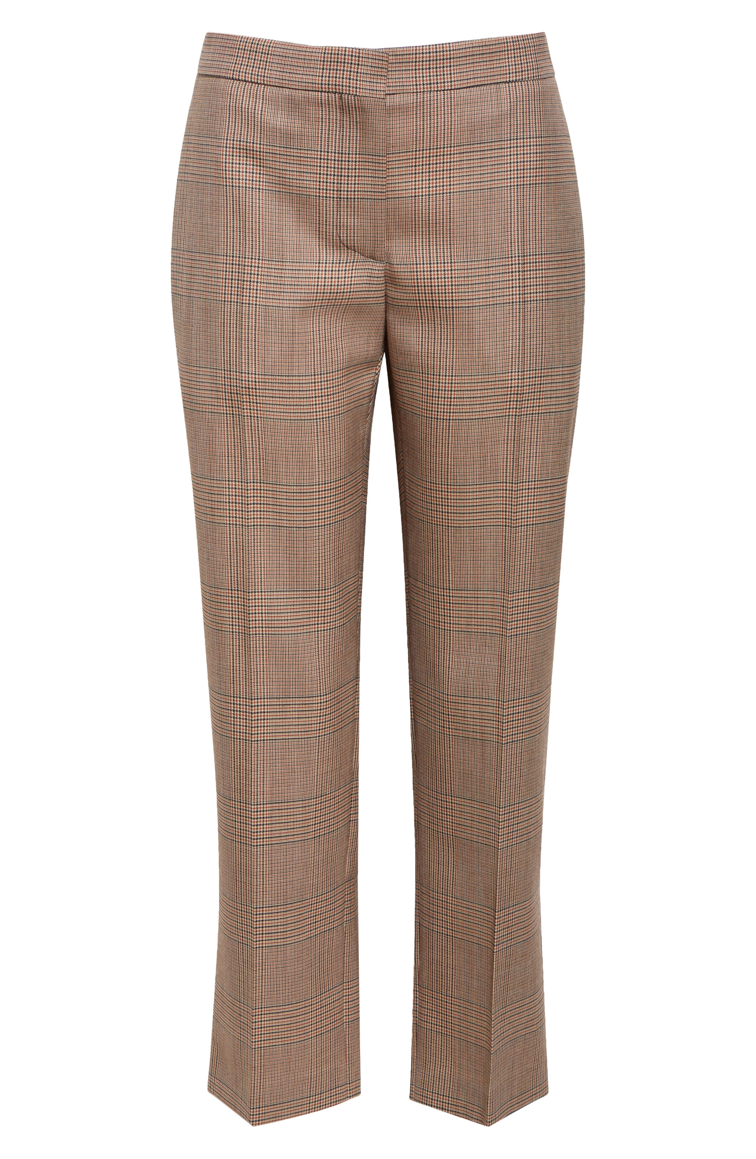 McQueen Prince of Wales Wool Cigarette Pants in Ivory-Black-Tobacco at Nordstrom - 6