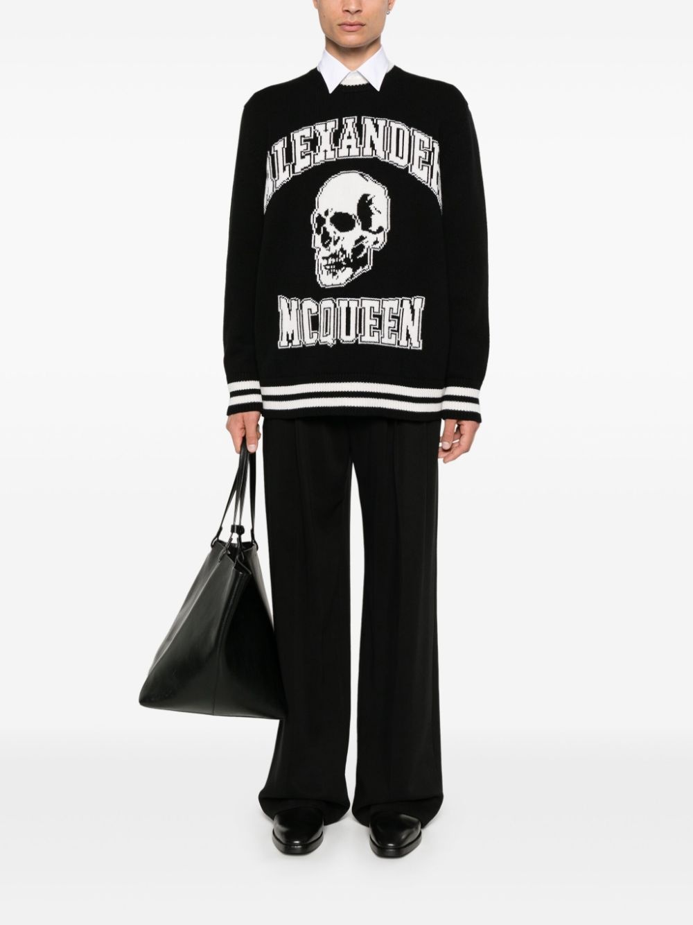 logo-print wool jumper - 2