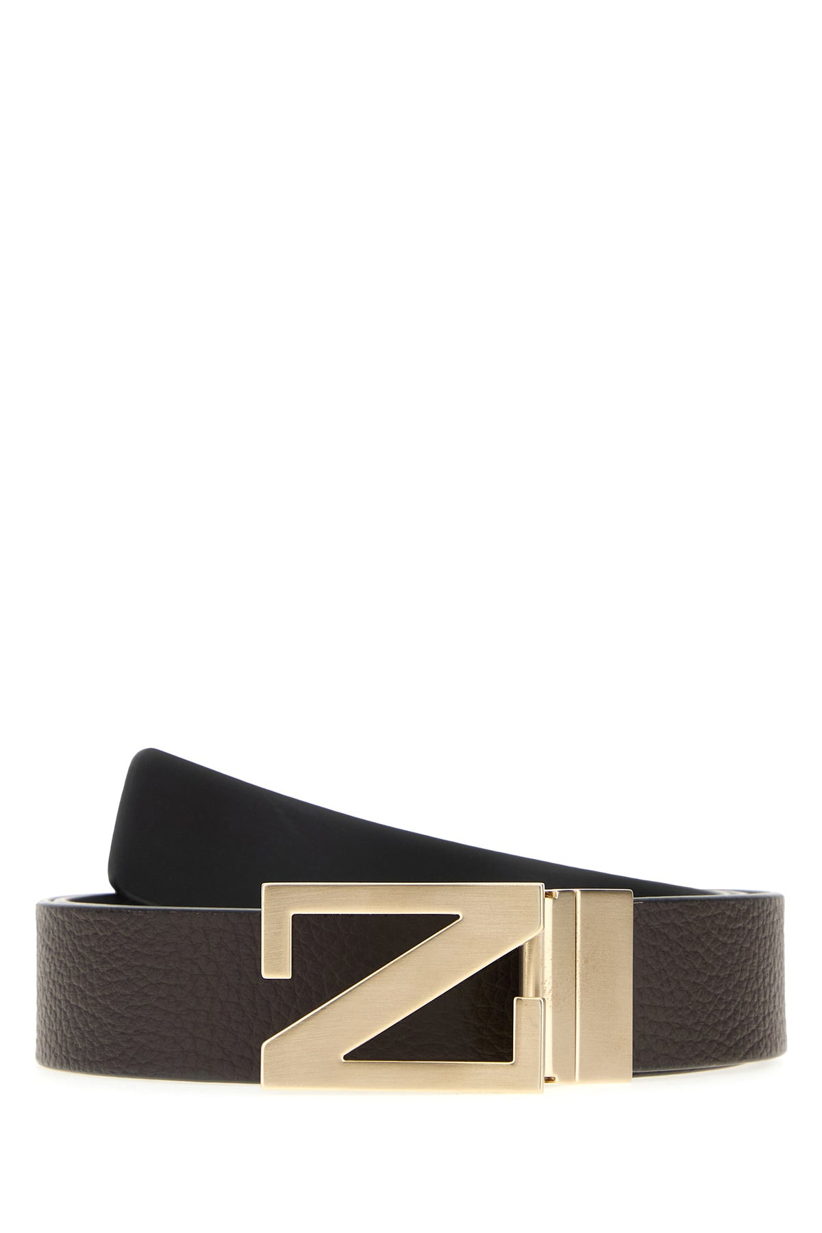 Brow leather reversible belt - 1