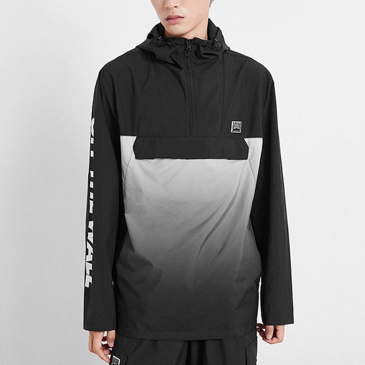 Men's Vans Splicing Athleisure Casual Sports Hooded Jacket Black VN0A49JZBLK - 3
