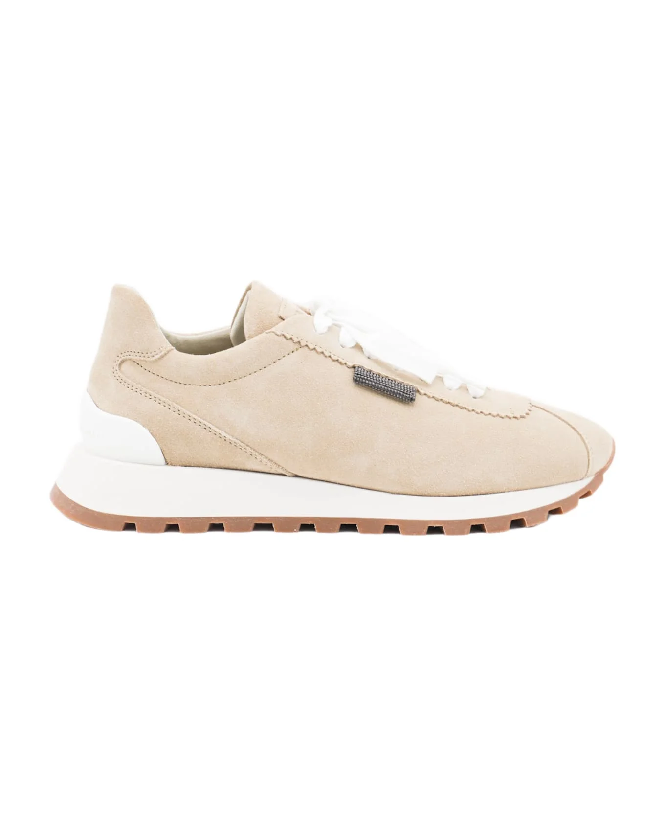 Beige Leather Sneakers - 1