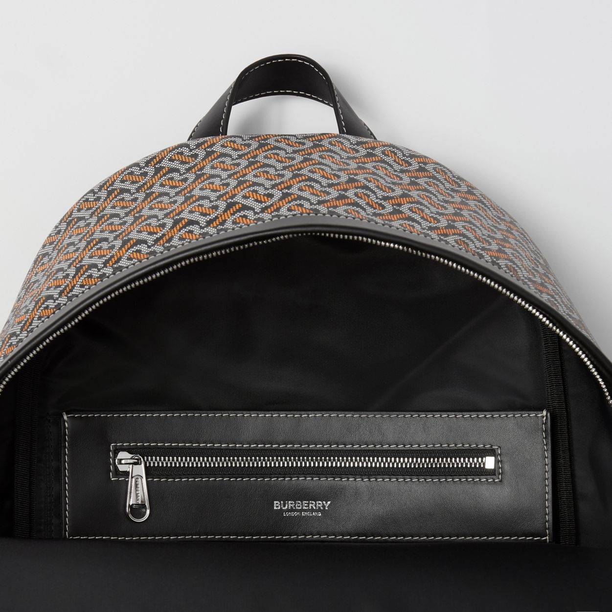 Monogram Print and Leather Backpack - 5