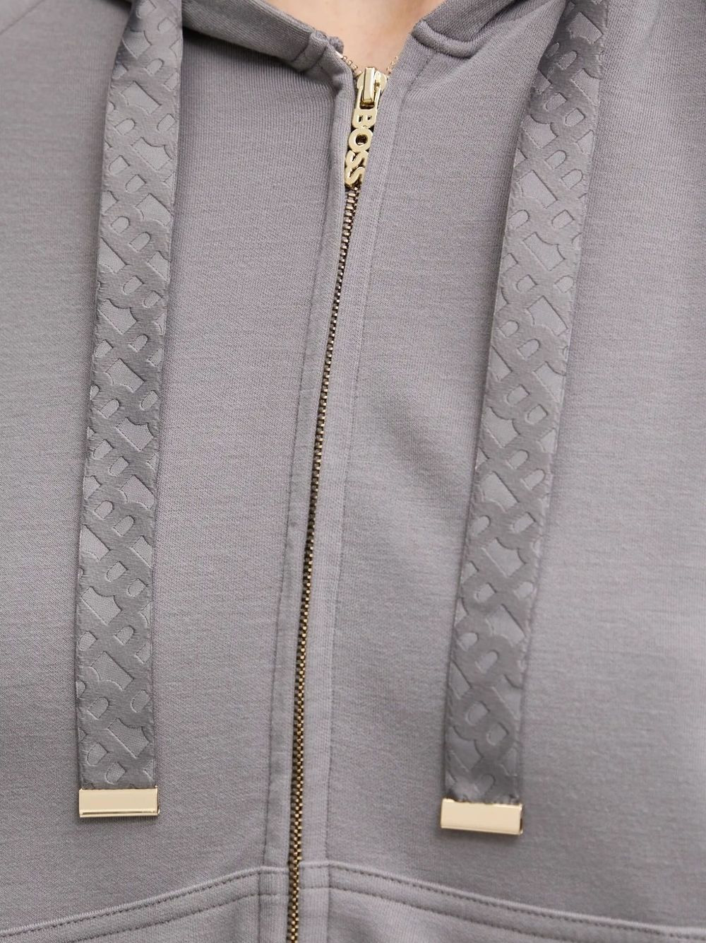 embossed-logo zip-up hoodie - 4