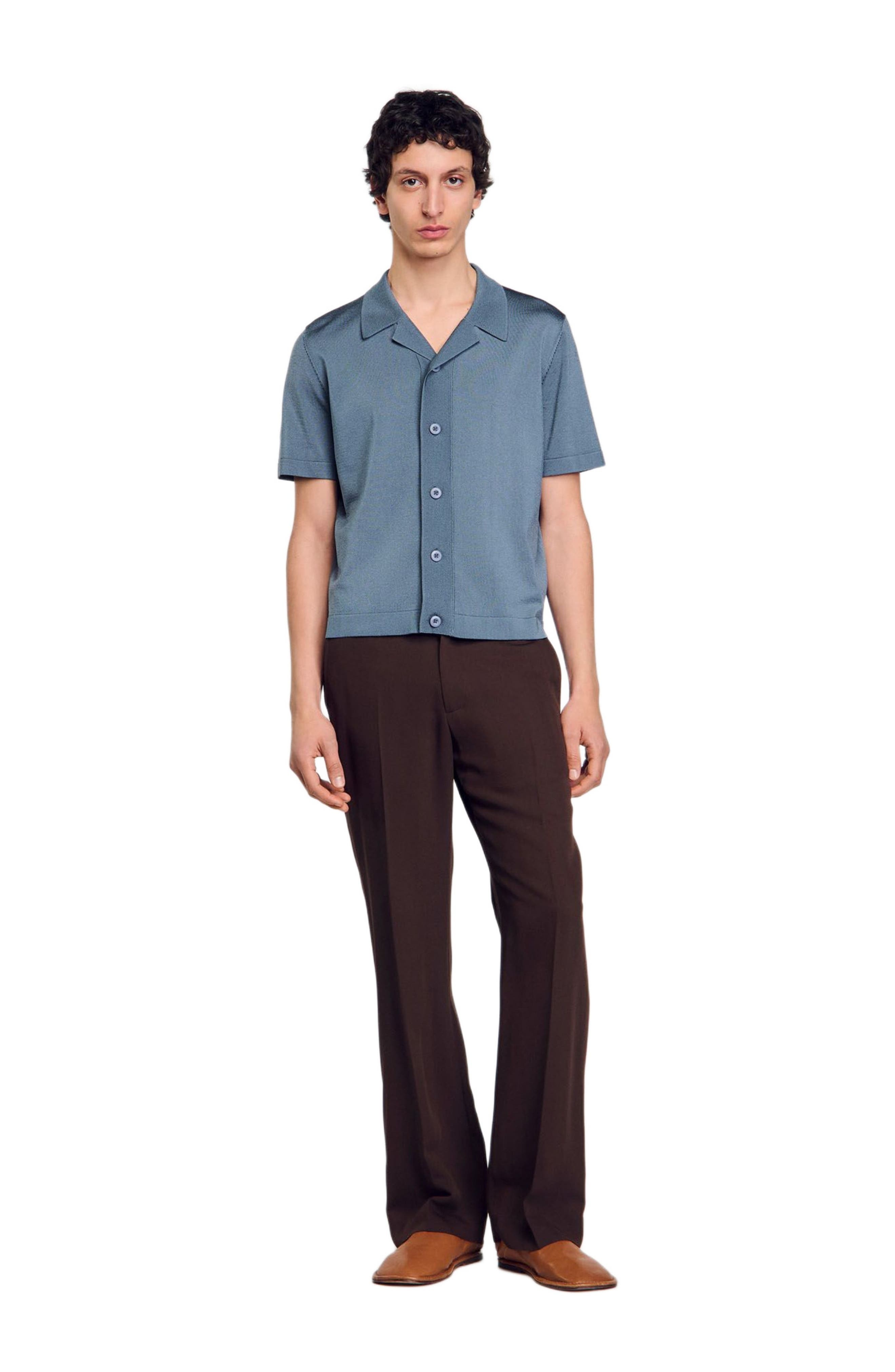 SANDRO Short-sleeved shirt in Dark Chambray at Nordstrom - 1