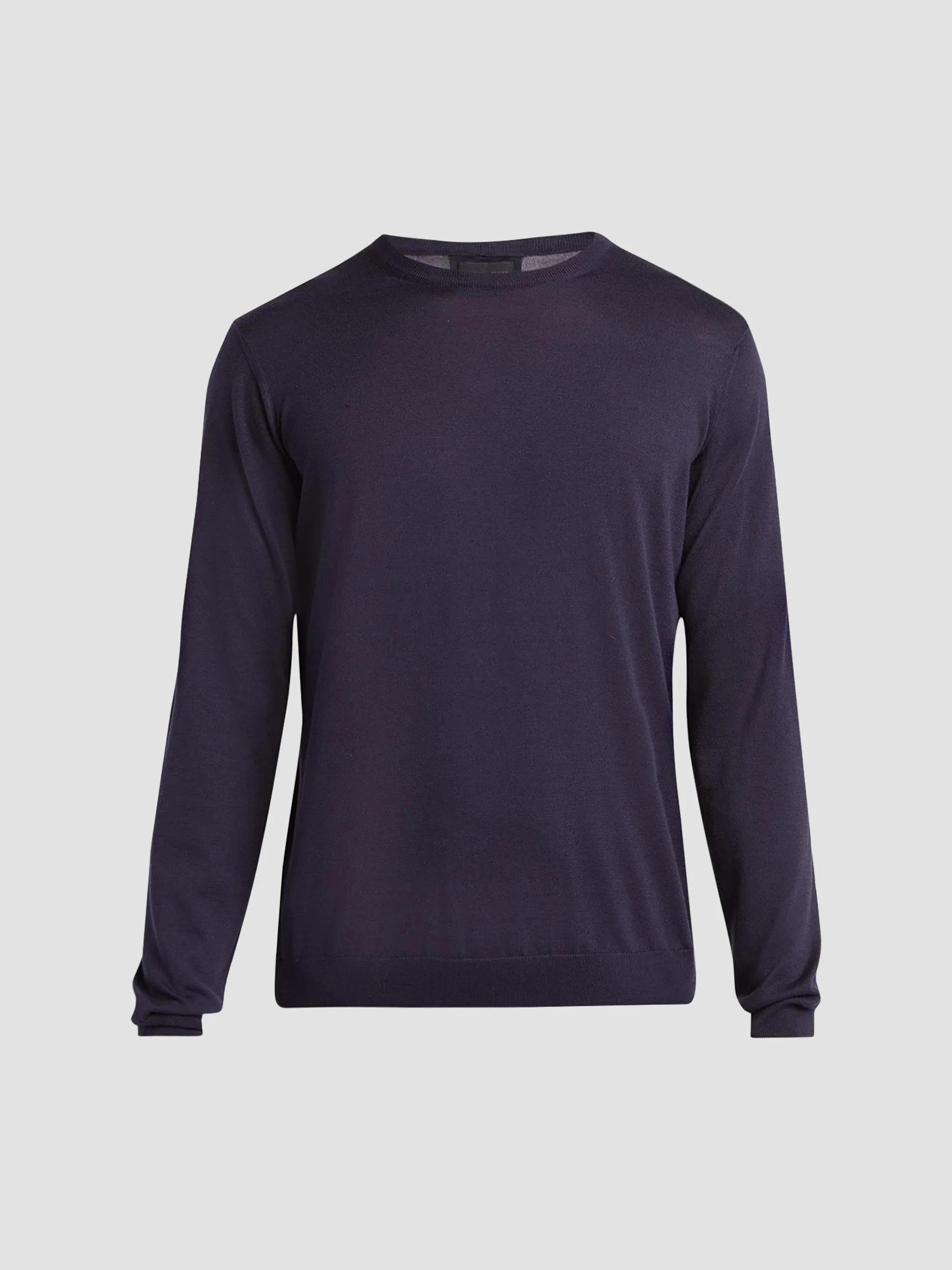 Men's Silk-Cotton Crewneck Long-Sleeve Top - Mosto - 1