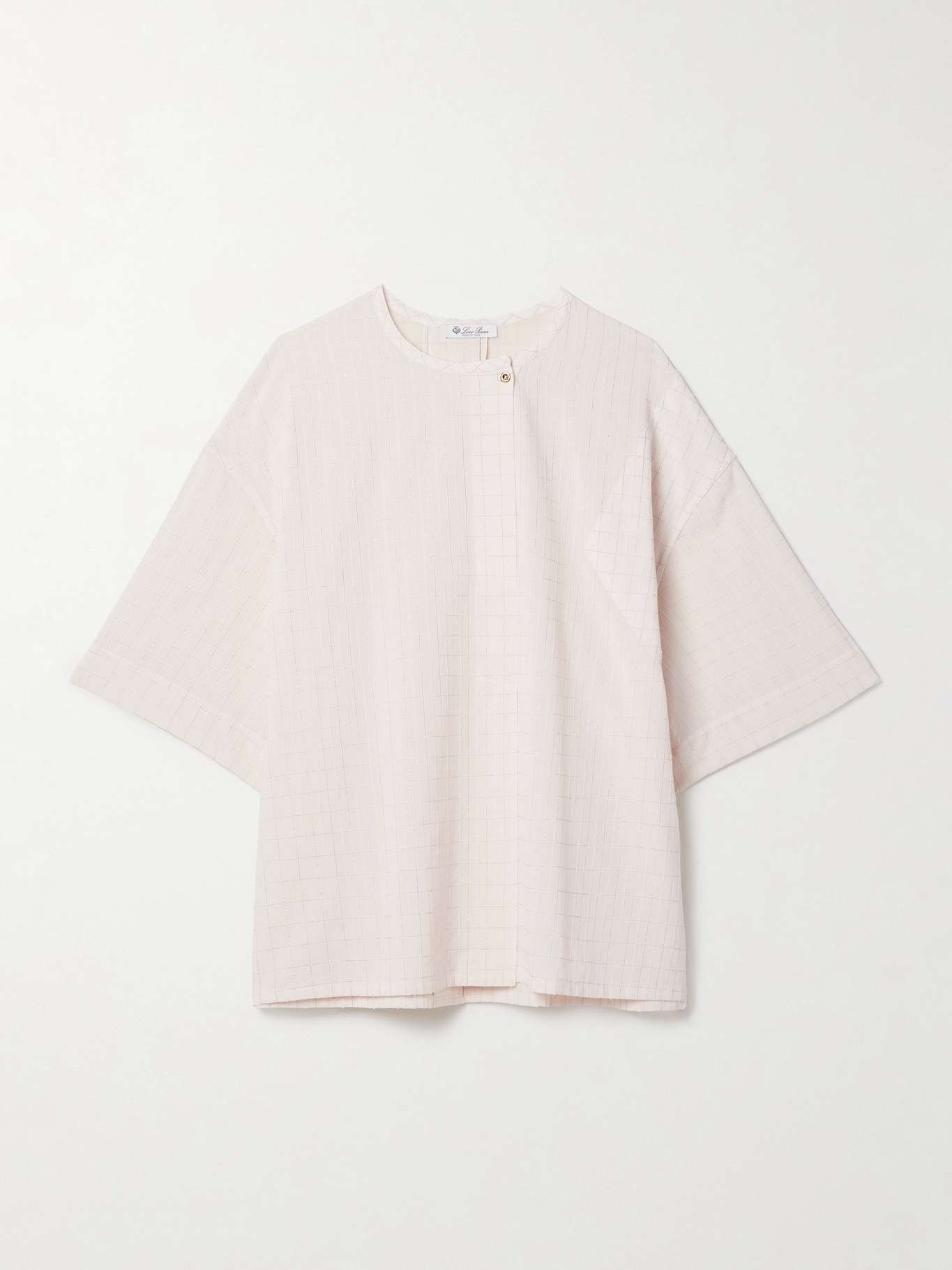 Checked metallic cotton-blend voile blouse - 1