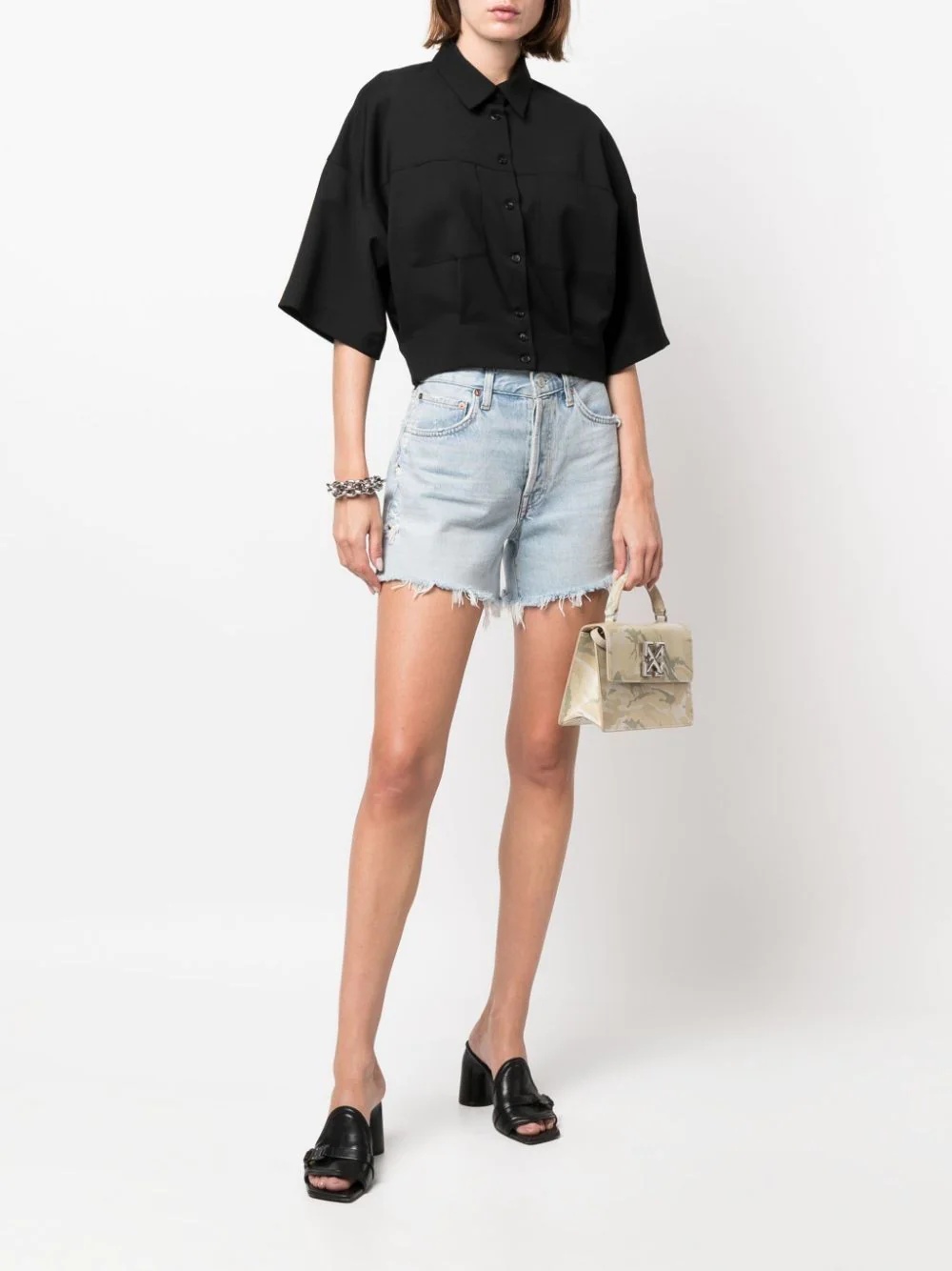 cropped cotton shirt - 2