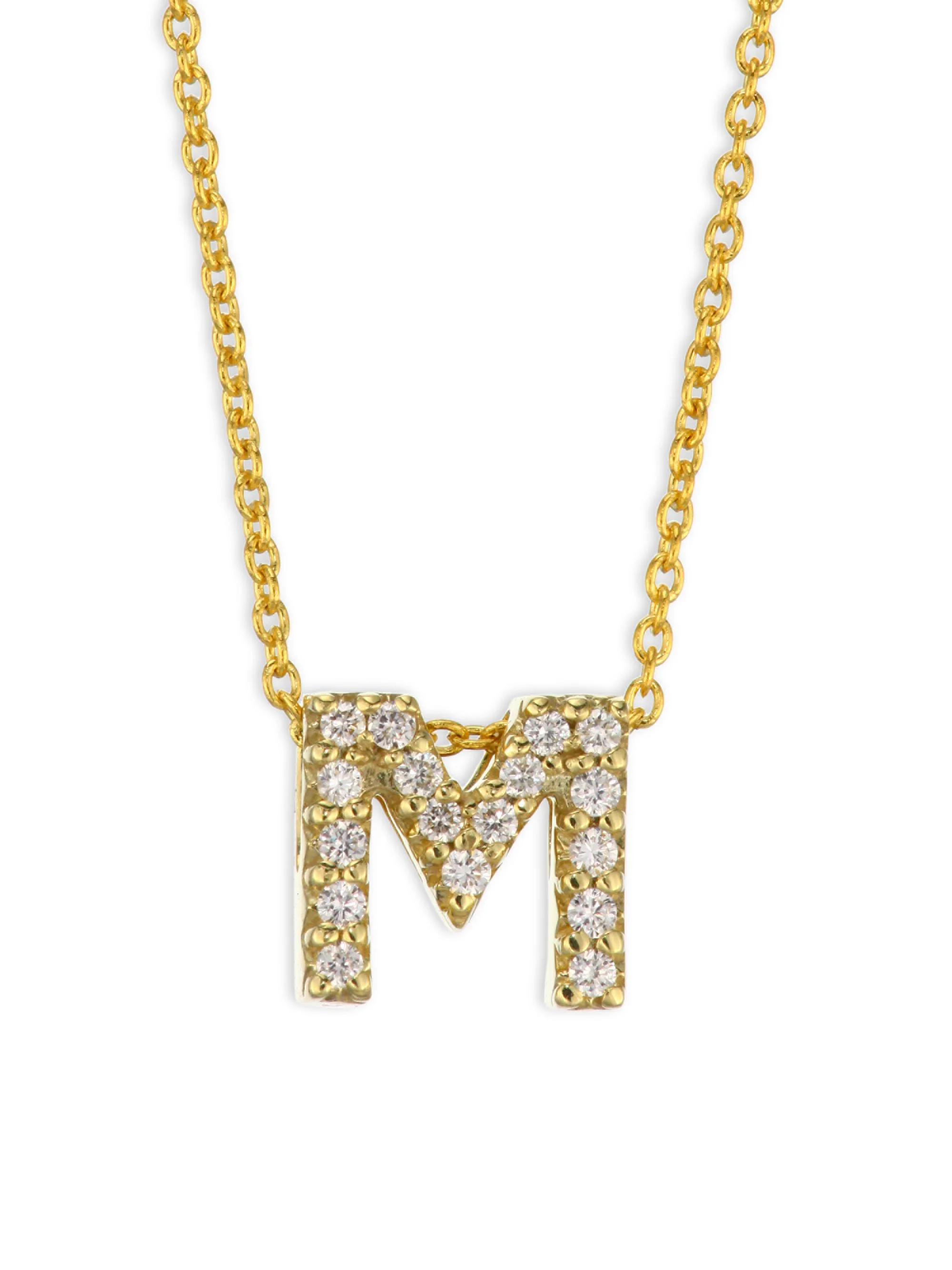 Women's Tiny Treasures Diamond & 18K Yellow Gold Initial Necklace - Initial M - 1